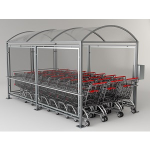 Abri chariot pour supermarchés - Dimensions (L x lx H) : 4500 x 2120  x 2320 mm