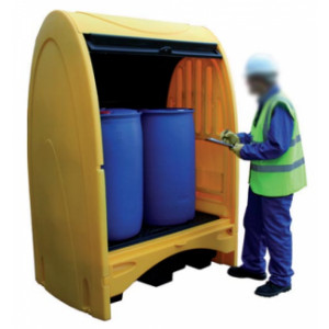 Abri de stockage 2 fûts - Capacité : 250 L - Stockage de produits polluants - Box en PEHD