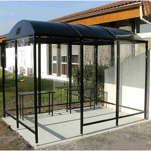 Abri fumeurs avec toit dôme - Capacité : de 3 à 18 personnes - Structure aluminium
