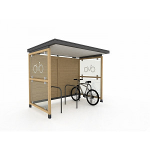 Abri vélo en bois avec toiture - Dimensions : Ht 2,20 x L 2,94 ou 3,94 x Pro 2,05 m