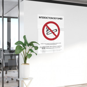 Affichage interdiction de fumer  - Dimensions panneau : 40 x 30 cm
