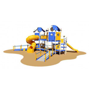 Aire de jeux avec toboggan - Pour enfant de 3 à 12 ans - Dimensions : 934 x 1100 x 435 cm
