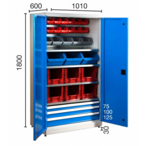 Armoire à bacs industrielle - Capacité charge tiroirs de 80 Kg chacun
