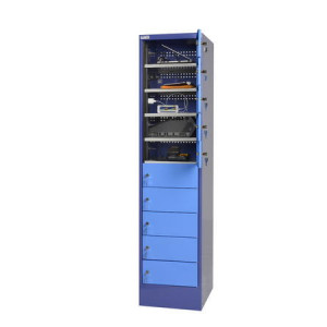 Armoire de recharge à casiers pour recharge appareils électroniques - 4 ou 10 casiers - Largeur : 415 mm - Profondeur : 500 ou 585 mm - Hauteur : 1790 mm