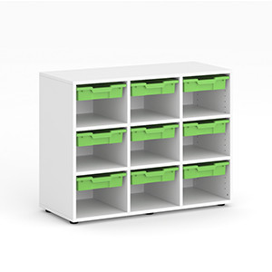 Armoire scolaire a 9 casiers et 9 bacs - Armoire ouverte de 9 casiers - Mobibox MV9B