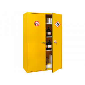 Armoire de sécurité avec rétention pour produits inflammables à fermeture automatique - Double paroi isolée - Capacité de rétention : 95 L