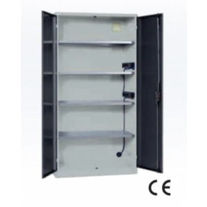 Armoire électrique à portes battantes - 2 blocs multiprises  (2×5 prises 230 V) - 4 rayons amovibles (60 kg)
