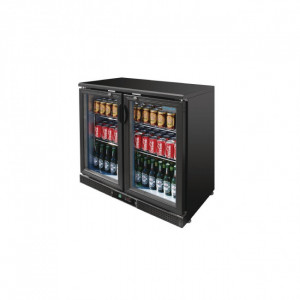 Arrière bar réfrigéré 2 portes battantes - Capacité : 182 bouteilles de 330 ml-Plage de T°: 2 à 8 °C
