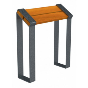 Assis debout urbain en bois - Longueur : 700 ou 1400 mm - Bois exotique - Piètement en acier -  À fixer sur sol