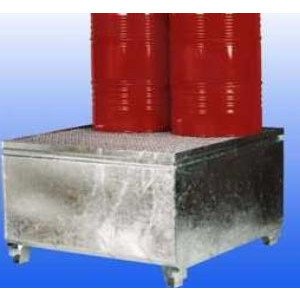 Bac de rétention acier pour IBC - En acier galvanisé - Avec caillebotis amovibles - Pour IBC ou Cubitainer
