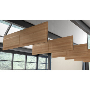 Panneaux acoustiques suspendus - Panneaux acoustiques en baflles suspendus bois et tissus