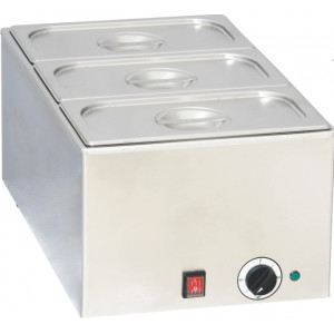 https://www.techni-contact.com/ressources/images/produits/merchandising/bain-marie-professionnel-3-x-gn-1-3-267638-1.jpg - Puissance : 1200 W / 230 V- Dim : L.338 x P.540 x H.248 mm