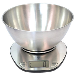 Balance de cuisine en inox - Portée : 5 kg - Précision : 1 g - Dimensions du plateau : Ø 115 mm