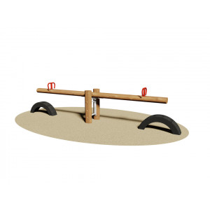 Balançoire à bascule en bois 2 sièges - Dimensions (L x P x H): 300 x 42 x 65 cm