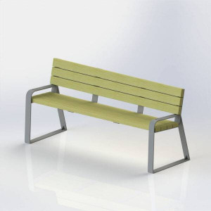 Banc avec assise et dossier en bois  - Dimensions : 45 x 90 mm
