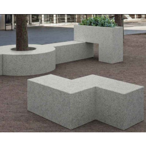 Banc béton de ville tetris Z - Longueur : 1350 mm - Assise : 450 mm -  A poser ou à ancrer avec tiges métalliques
