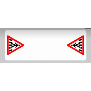 Bande adhésif passage piéton avec panneaux attention   - Adhésif-sol-panneaux-attention piéton 