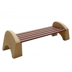 Banquette publique en béton avec assise en bois - Longueur : 2260 mm - Béton - A poser ou à ancrer avec tiges métalliques