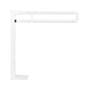 Barre d'appui rabatable avec pied - Aluminium - Finition: Nylon blanc - Diamètre tube Ø 35 mm - Capacité charge :150 kg
