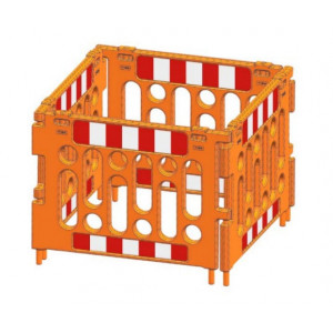 Barrière de chantier carrée avec bandes réfléchissantes - Polypropylène - Longueur : 1200 mm - Hauteur : 1000 mm - Coloris : orange ou gris