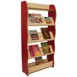 Bibliothèque murale bois - Capacité : 55 livres par étagère et 60 albums dans le bac