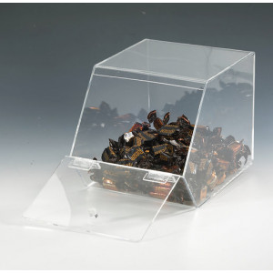 Boîte à friandises avec couvercle à clapet - Acrylique transparent - Dimensions (LxPxH) 180 x 240 x 180 mm - Avec couvercle à clapet