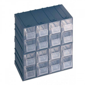Boîte à tiroirs en plastique - Dimensions (L x l x H) : 208 x 132 x 208 mm - Nombre de tiroirs : de 4 à 16