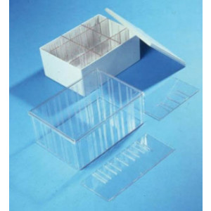 Boite de rangement séparable et empilable - Matière : Polystyrène cristal- Dimensions (L x l x H)  : 178 x 117 x 48 mm