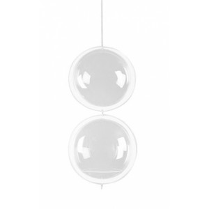 Boule suspendue en plexi - Diamètre : 30, 40 ou 50 cm -  deux 1/2 sphères reliées par des crochets en S.