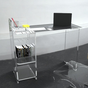 Bureau en Plexiglas avec Rangement - Plexiglas épaisseur 1.5 cm - Dimensions (LxPxH) 102 x 40 x 75 cm