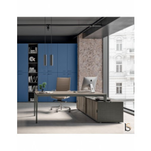 Bureau manager avec meuble - Dimensions ( H x P x l ): 75 x 181 x 224 ou 244 cm