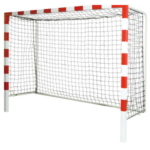 But de handball de compétition à sceller - En acier 80 mm x 80 mm plastifié rouge et blanc