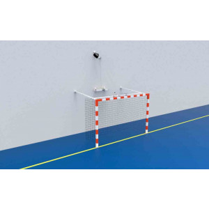 But de handball relevable - Profondeur possible entre la ligne de jeu et le mur : 1.6 à 2.4 m