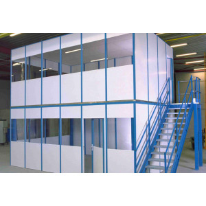 Cabine sur plate-forme de stockage - Bureaux gain de place en cloison modulaire sur mezzanine