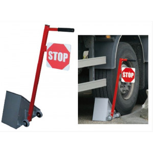 Cale roue manuelle pour camion - Doté d'un panneau STOP