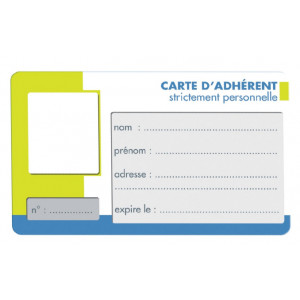 Carte d'adhérent - Format carte de crédit