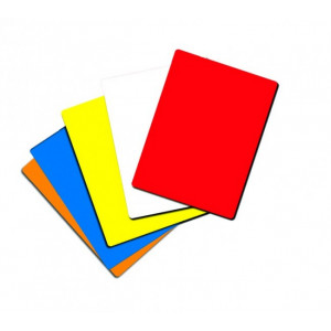 Carton d'arbitrage - Coloris : Orange, bleu, jaune, blanc ou rouge
