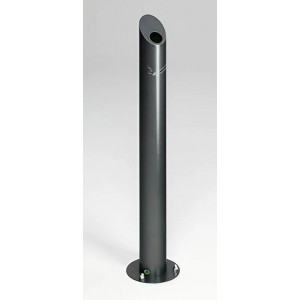 Cendrier colonne acier inox - Hauteur : 1000 mm - Capacité : 4,2 L - Fixation au sol par platine