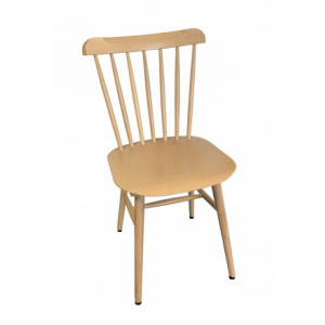 Chaise à barreaux en bois hêtre verni naturel - Lot de 2  - Hauteur d'assise : 46 cm - Bois hêtre verni naturel  - Lot de 2