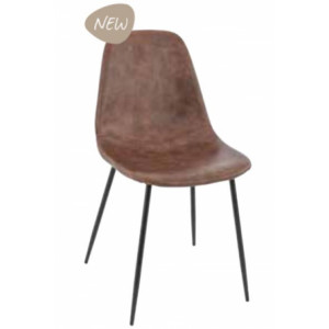 Chaise à coque en bois garnie similicuir - Coque en contre-plaqué garnie de similicuir marron