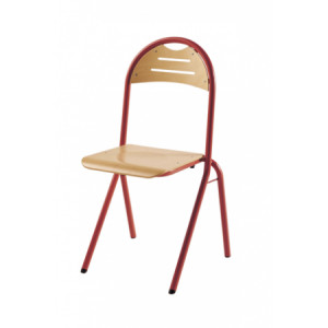 Chaise appui sur table acier - Tailles 1 à 6 - Assise et dossier en hêtre - Piètement tube acier Ø 25 mm