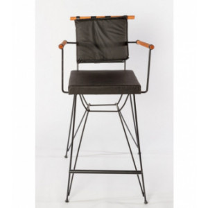 Chaise Bar Industriel - Matière : assise en tissu effet nubuck, pieds en métal