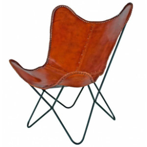 Chaise cuir forme papillon - Dimensions : 74 x 80 x 87 cm
