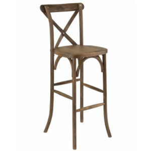 Chaise de bar dos croisé Héritage Bois - Hauteur d'assise : 76 cm - Structure bois - Empilable
