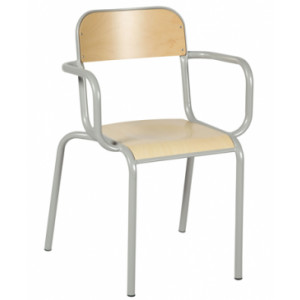 Chaise de professeur  - Taille : 6 - Assise et dossier en hêtre - Sans ou avec accotoirs bois