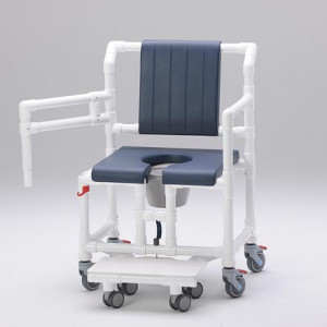 Chaise de douche multifonction - Charge maximale 250 kg - Accoudoir renforcé et pivotant  - 4 roulettes Ø 100 mm