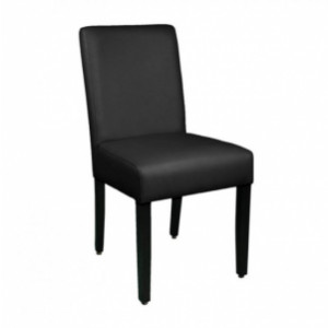 Chaise de restaurant en bois assise et dossier rembourrés - Hauteur d'assise : 47 cm - Structure bois - Dos et assise : simili cuir
