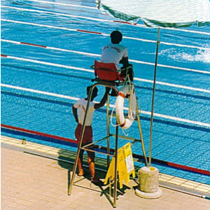 Chaise de surveillance piscine tubulaire - En tube d'acier - Assise plastique - Hauteur : 250 cm