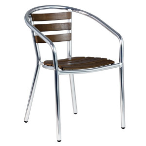Chaise de terrasse aluminium et bois - Dim ( H x L x P ) : 44.5 x 4105 x 39.5 cm - Matière structure : Aluminium