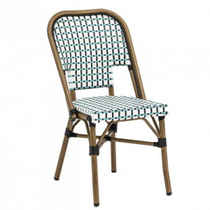 Chaise de terrasse pour l'extérieur - Hauteur d'assise: 45 cm - Structure aluminium - Dos et assise : Cannage en polyéthylène imitation rotin